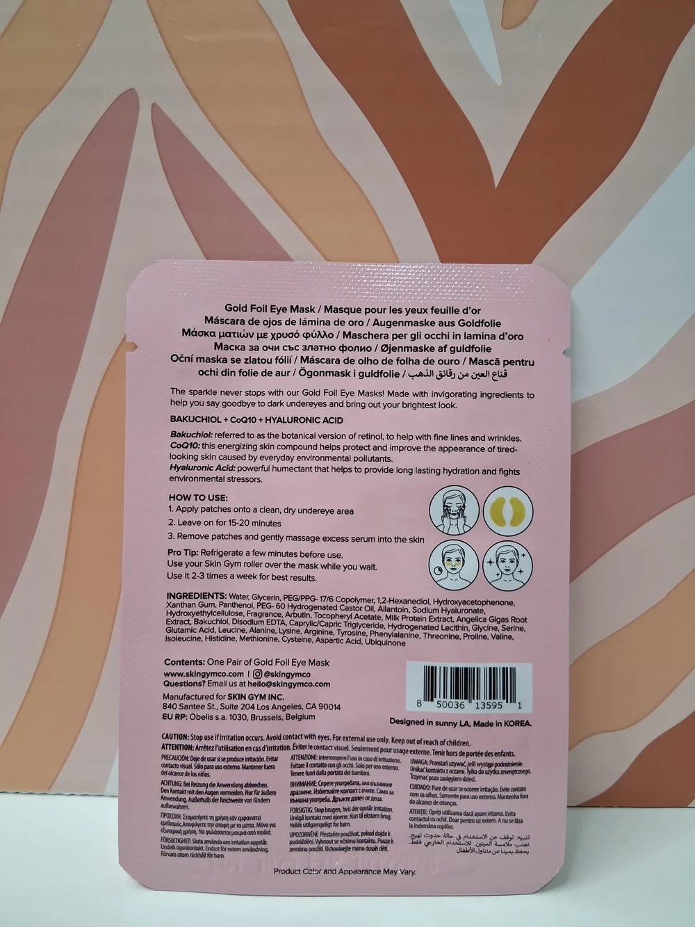 Red Carpet VIP Gold Foil Eye Mask - Pink